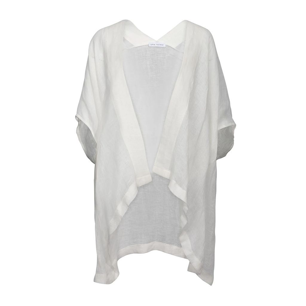 une forme - Nora Sheer Linen Cape In Alabaster