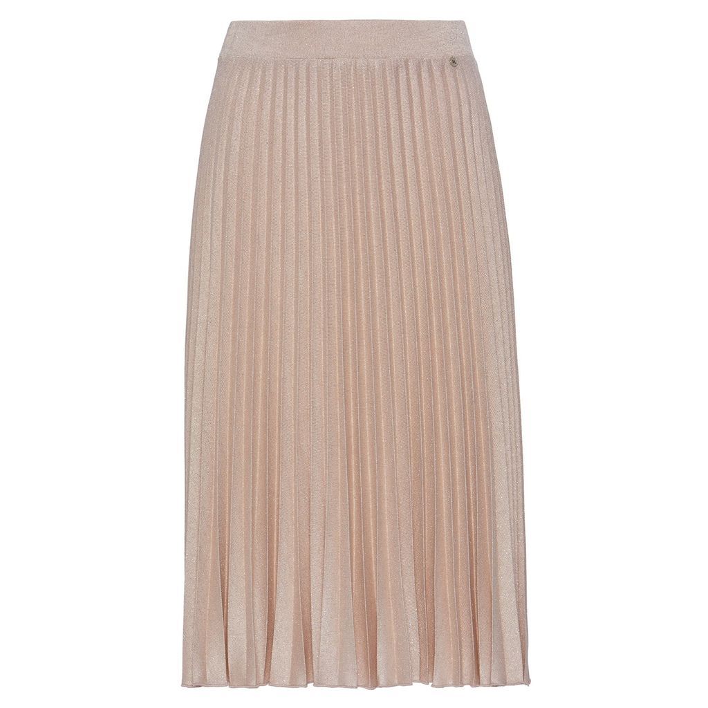 Nissa - Lurex Thread Pink Pleated Skirt