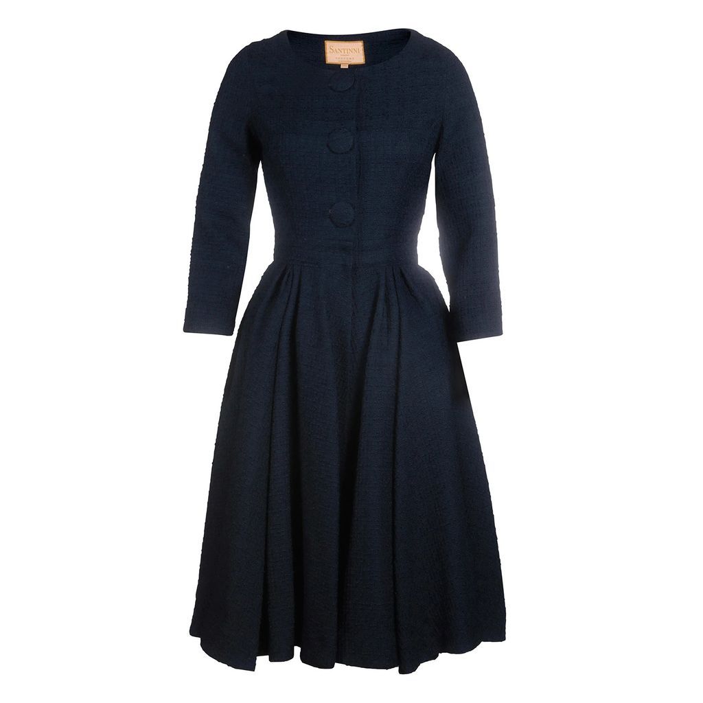 Santinni - Limited Edition 'My Fair Lady' Italian Wool Swing Dress Coat In Blu