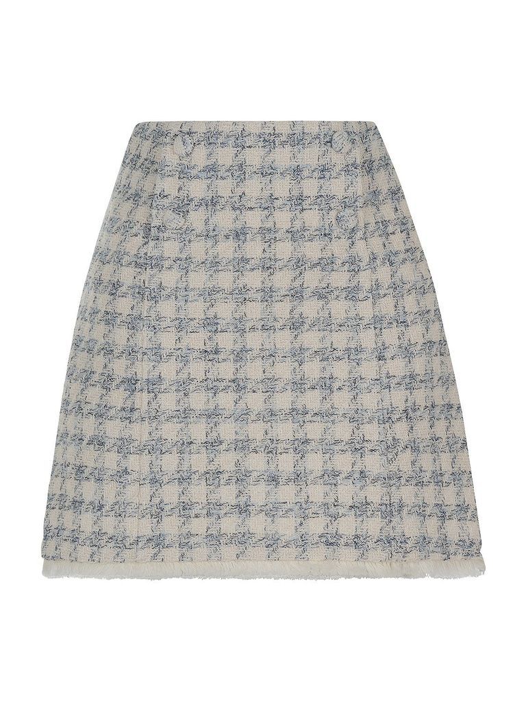 NOCTURNE - Fringed Tweed Skirt-Multicolour