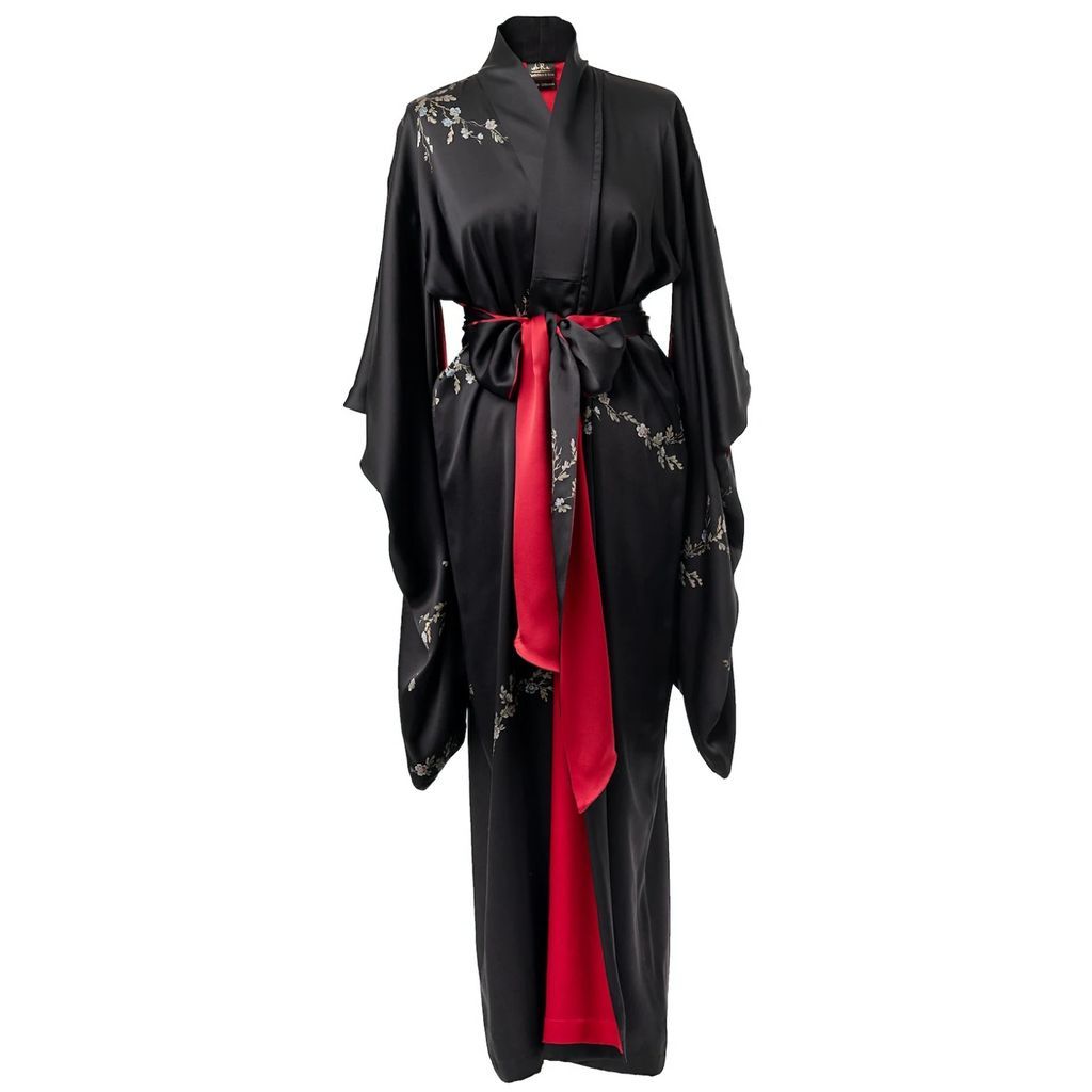 Castlebird Rose - Le Perroquet Maxi Silk Kimono - Black