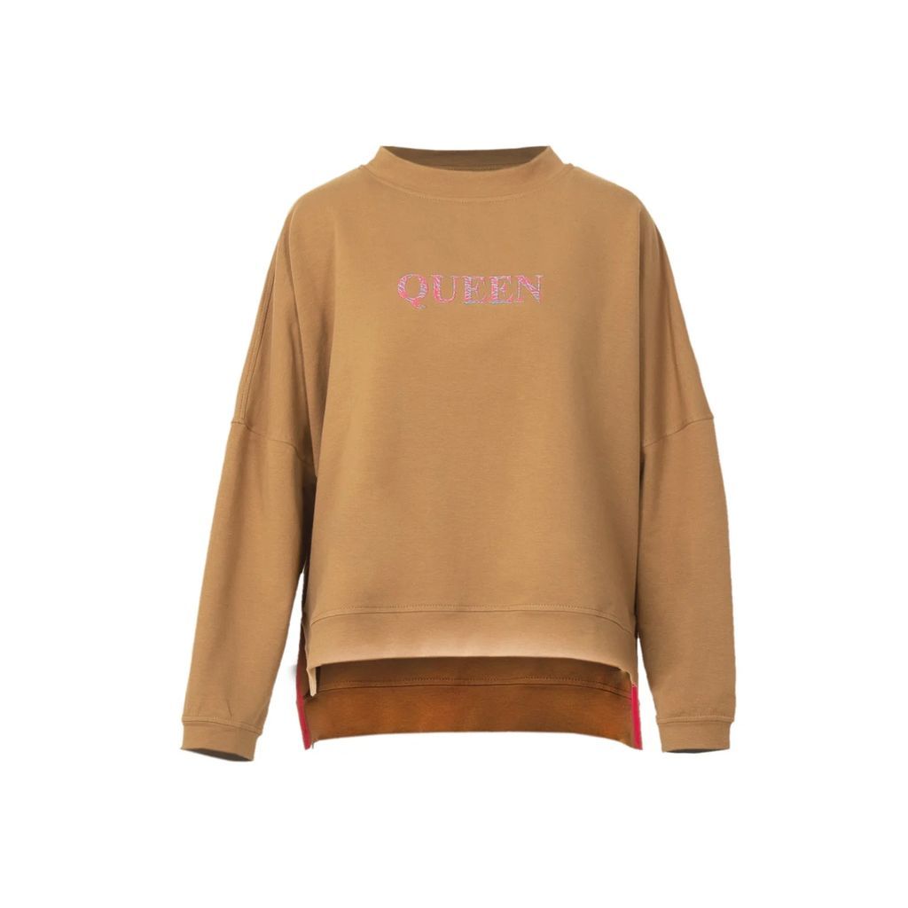 Cosel - Beige Oversize Sweatshirt With Embroidery