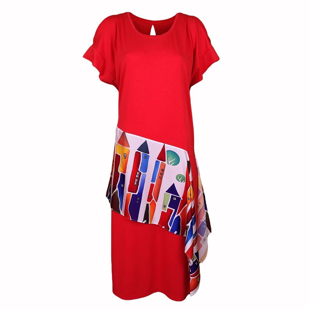 Lalipop Design - Coral Red Digital Print Midi Dress