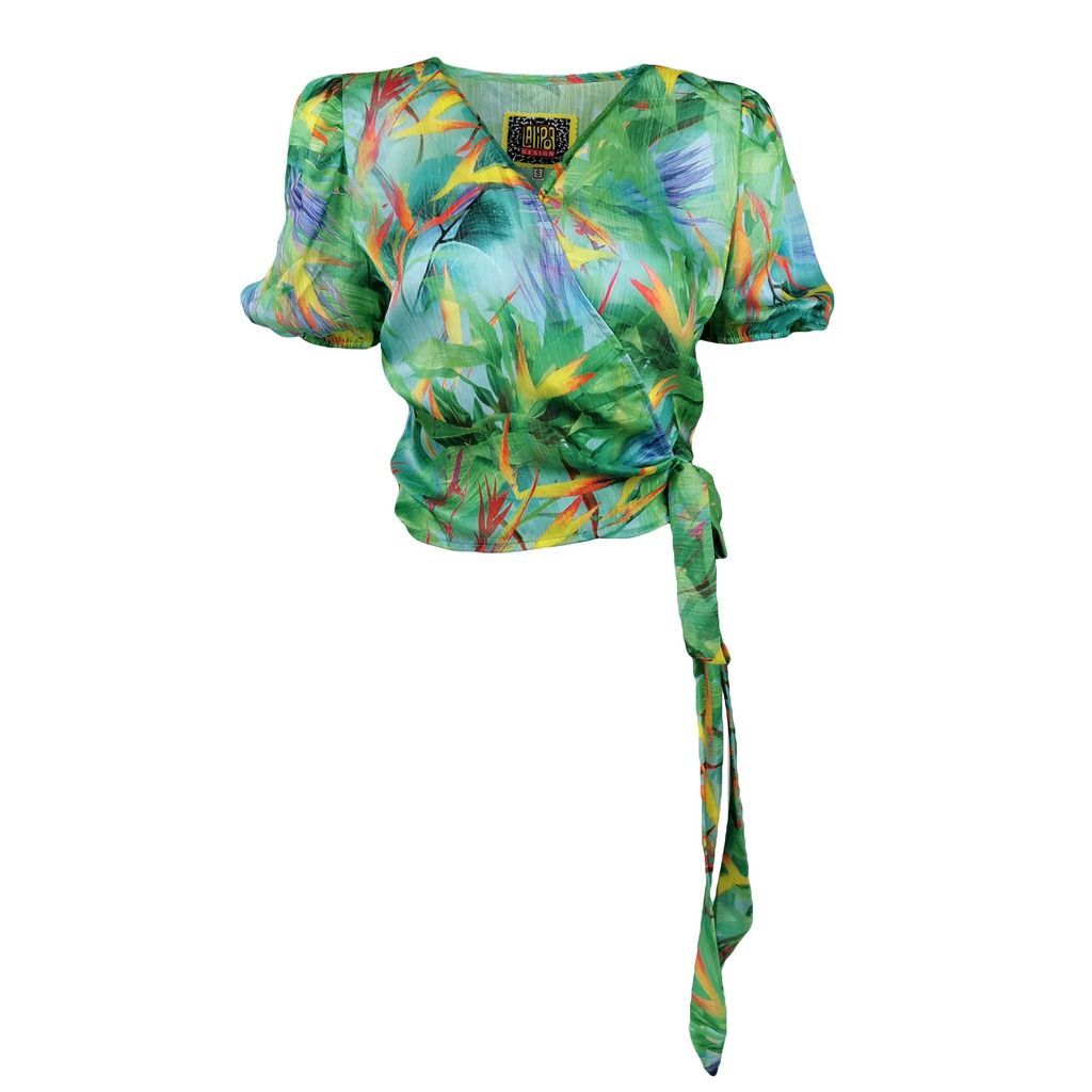 Lalipop Design - Double-Breasted Blouse With Digital Print Leaf Patterns