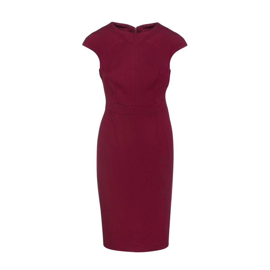 Conquista - Fitted Burgundy Dress With Cap Sleeves