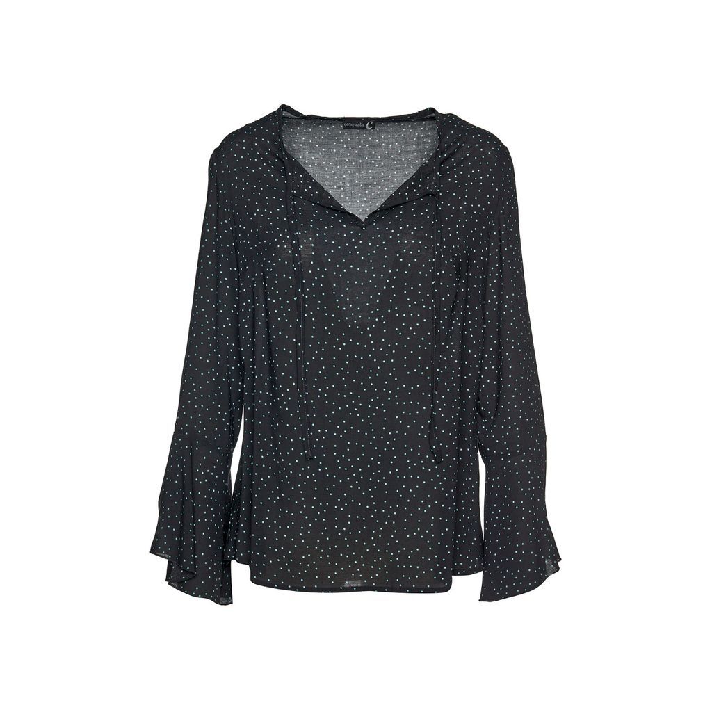 Conquista - Loose Fitting Polka Dot Top With Ties
