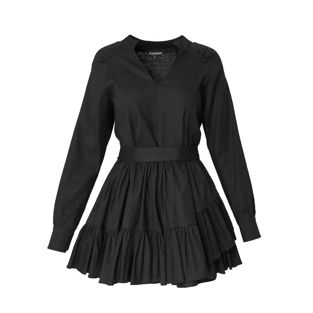 Framboise - Anna Mini Black Linen Dress