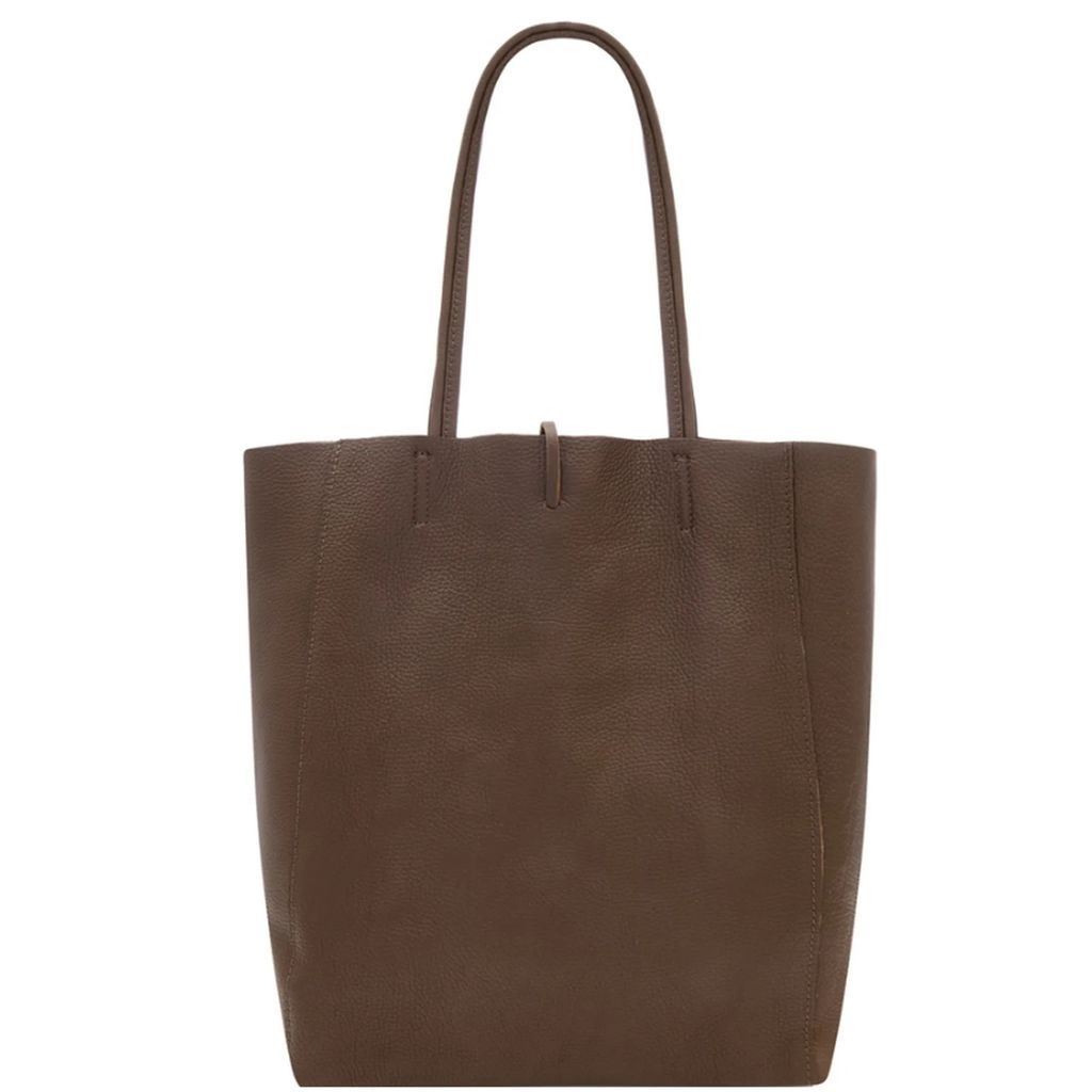 Sostter - Chocolate Pebbled Leather Tote Shopper Bag
