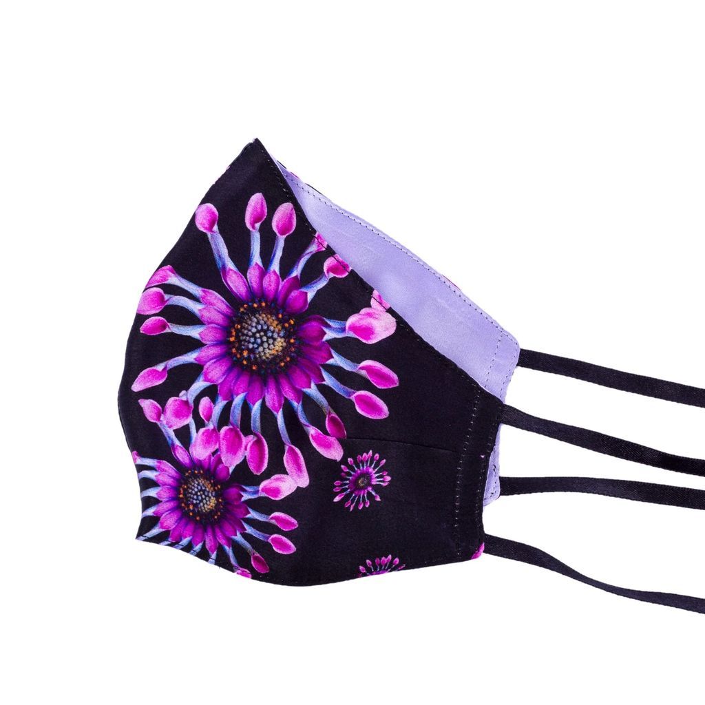 ADELINA RUSU - Two-Sided Daisy & Purple Silk Face Mask