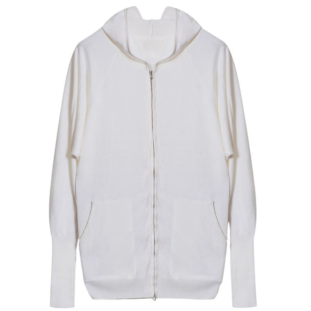 Tasselli Cashmere - Hoodie Sweatshirt Pure Cashmere and Cotton White