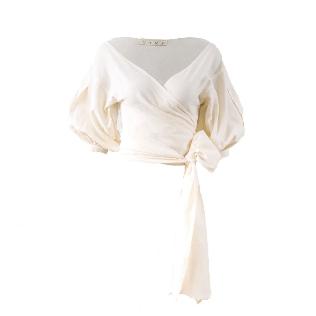 NARY - Nary Ivory Cotton Wrap Top