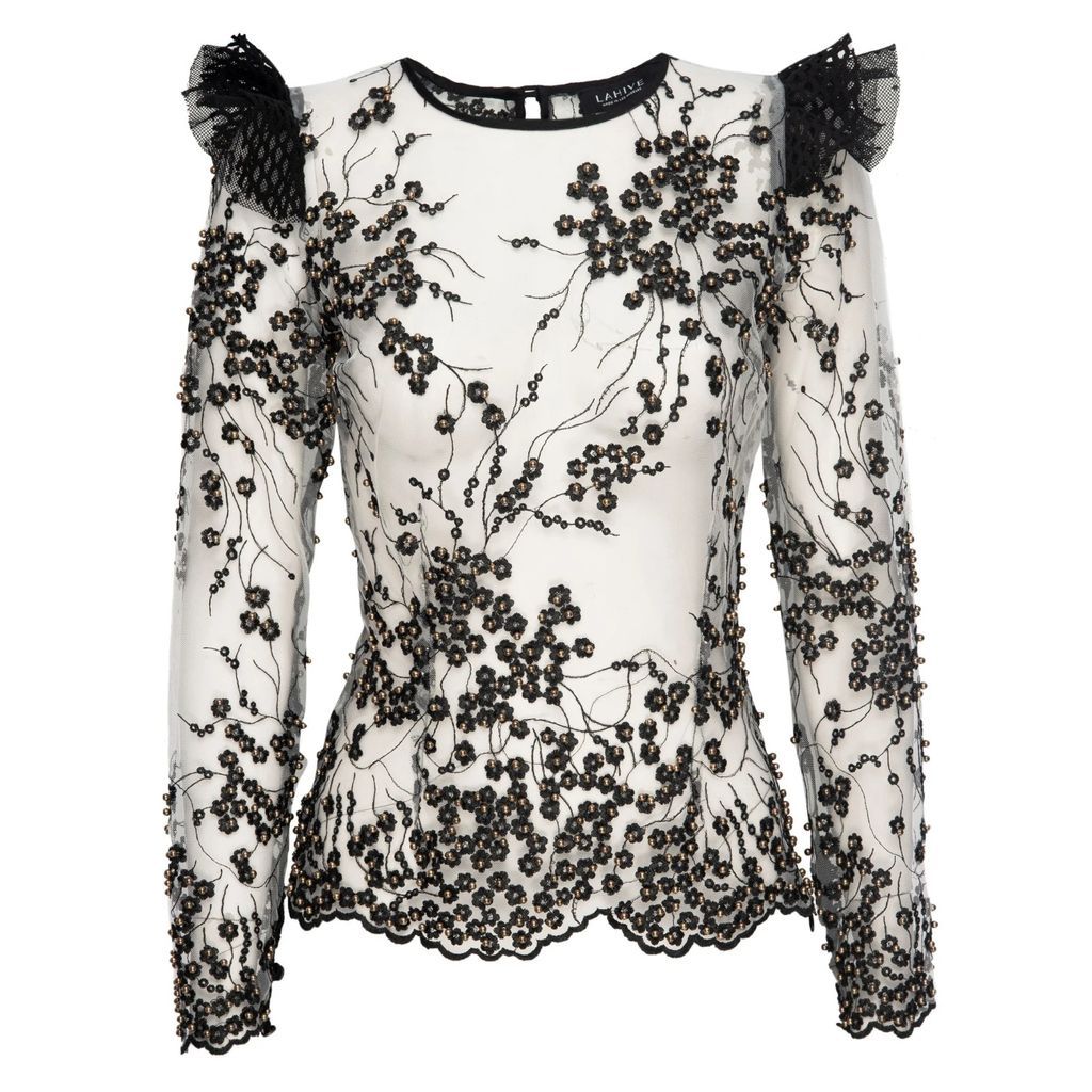 LAHIVE - London Beaded & Embroidered Mesh Top