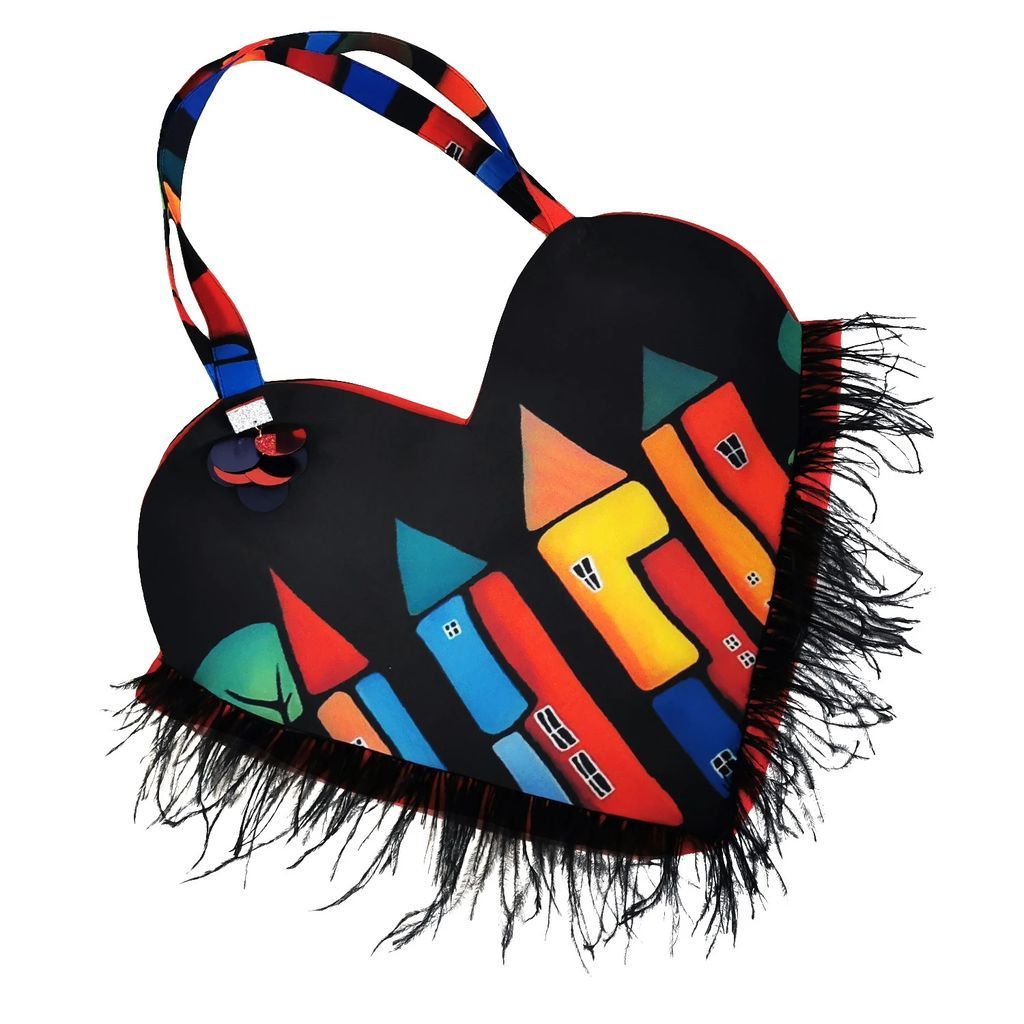 Lalipop Design - Upcycled Digital House Print Heart Tote Bag