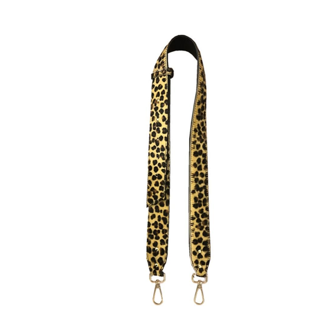Sostter - Cheetah Print Hair On Hide Bag Strap Black & Camel