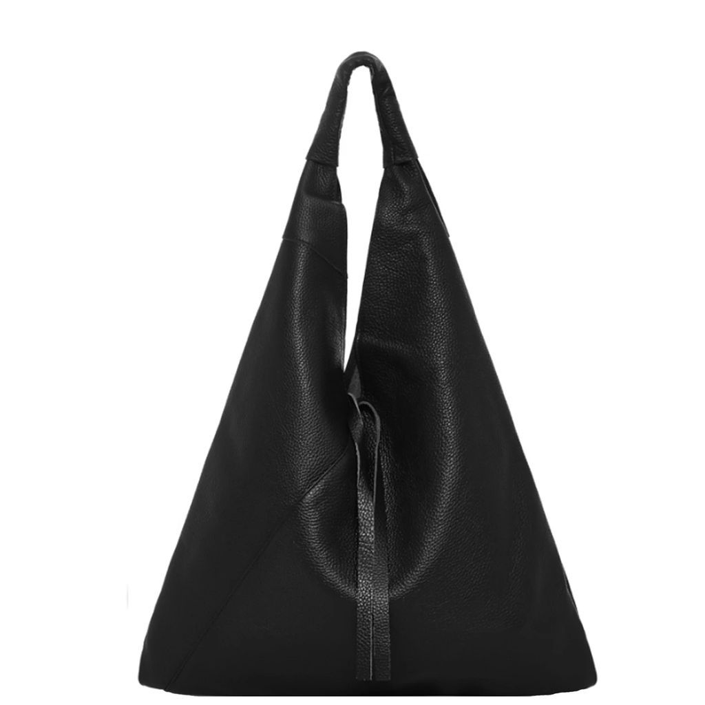 Sostter - Black Pebbled Boho Leather Bag