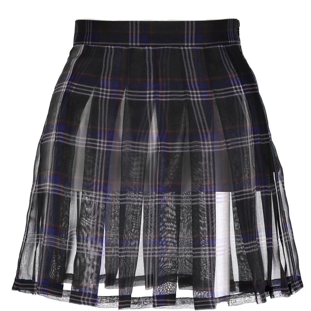 Manhattanknights - Sheer Tartan Pleated Skirt