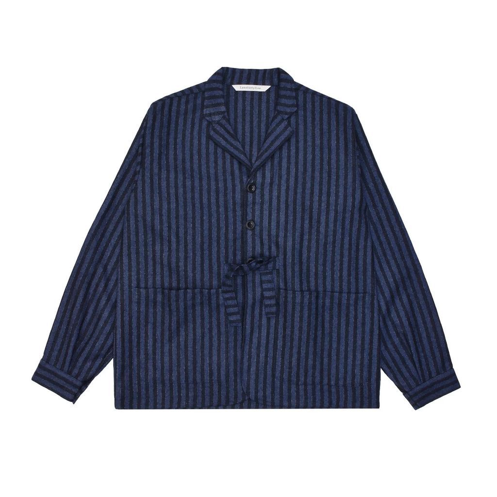 LaneFortyfive - Musta3 Women's Jacket - Blue Grey Striped Tweed