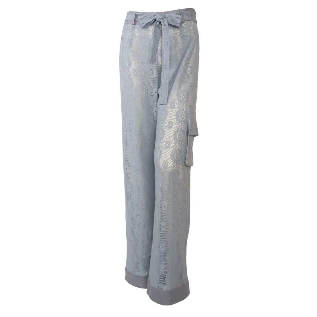 relax baby be cool - Light Blue Cotton Lace Long Trousers