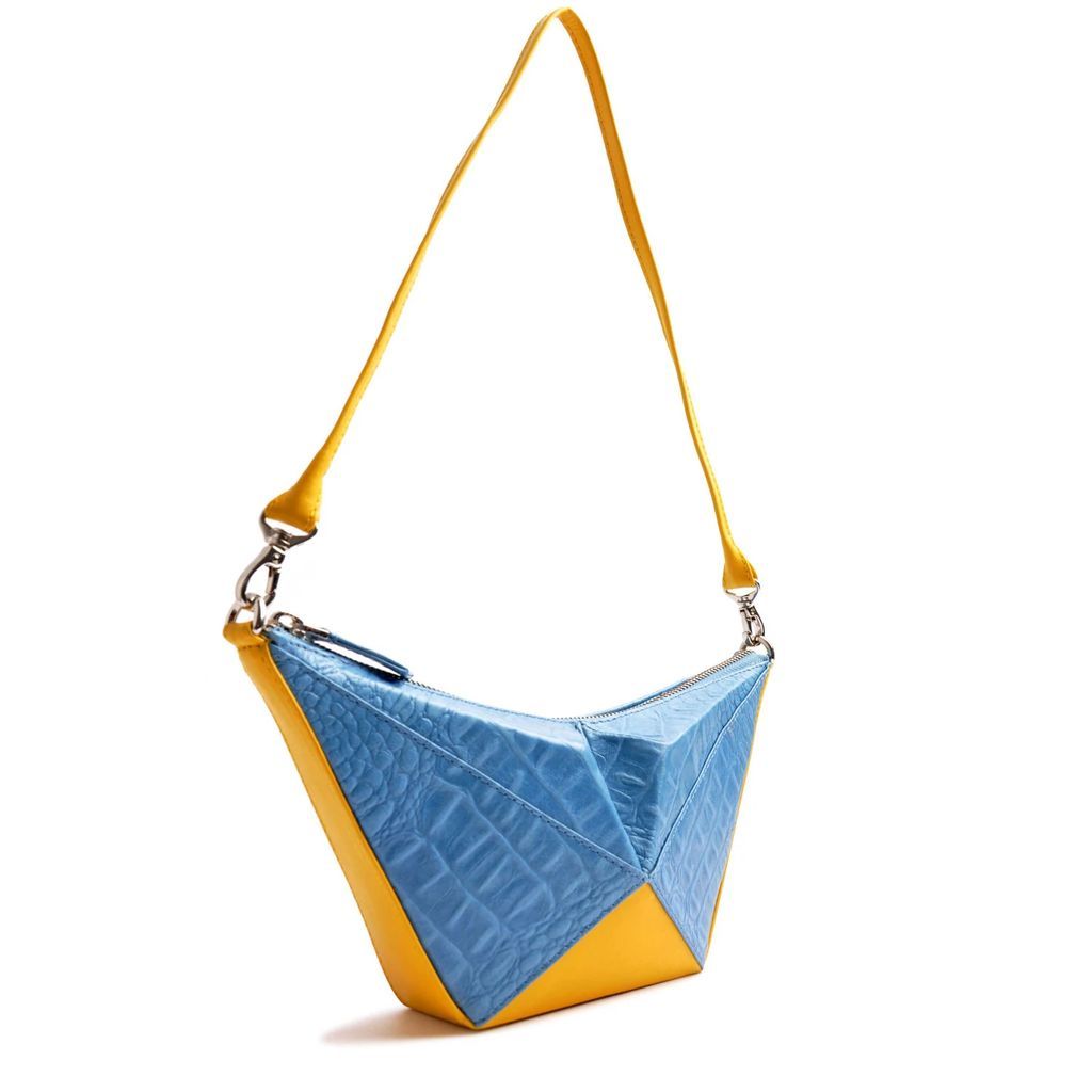 OSTWALD Finest Couture Bags - Origami Shoulderbag Masterpiece In Sky Blue & Yellow