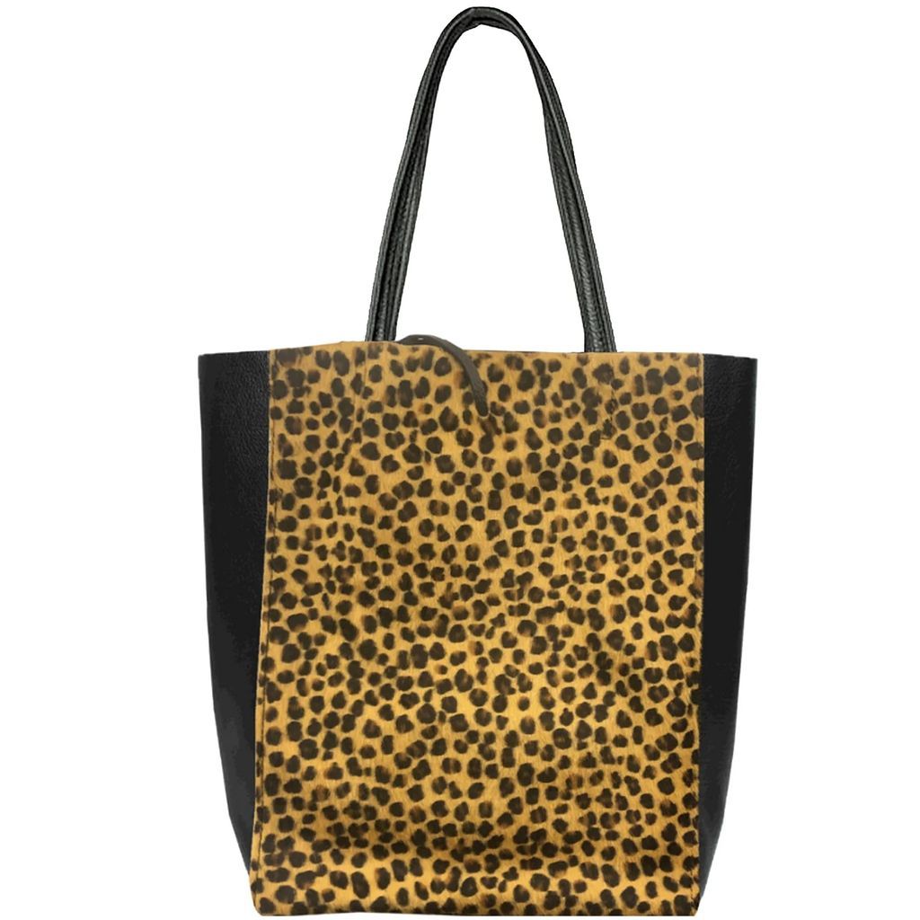 Sostter - Cheetah Print Hair On Leather Tote Shopper Bag