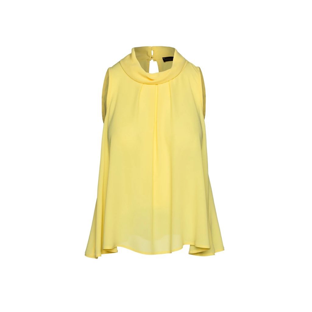 Conquista - Yellow Sleeveless Top With Pleat Detail