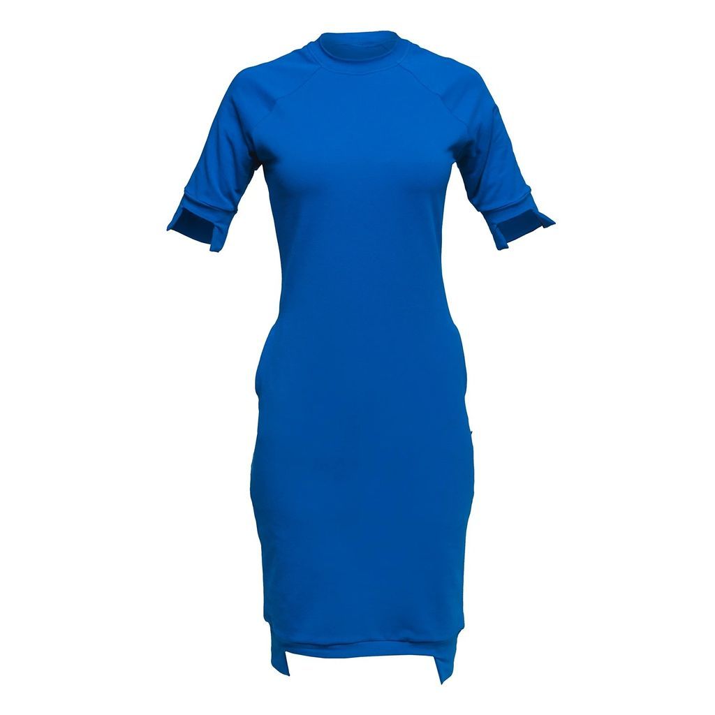 NON+ - NON435 Short Sleeve Raglan Sweater Dress - Blue