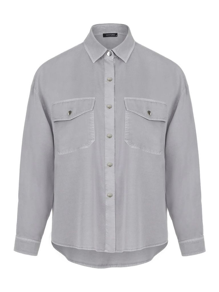 NOCTURNE - Flowy Shirt With Pockets-Grey
