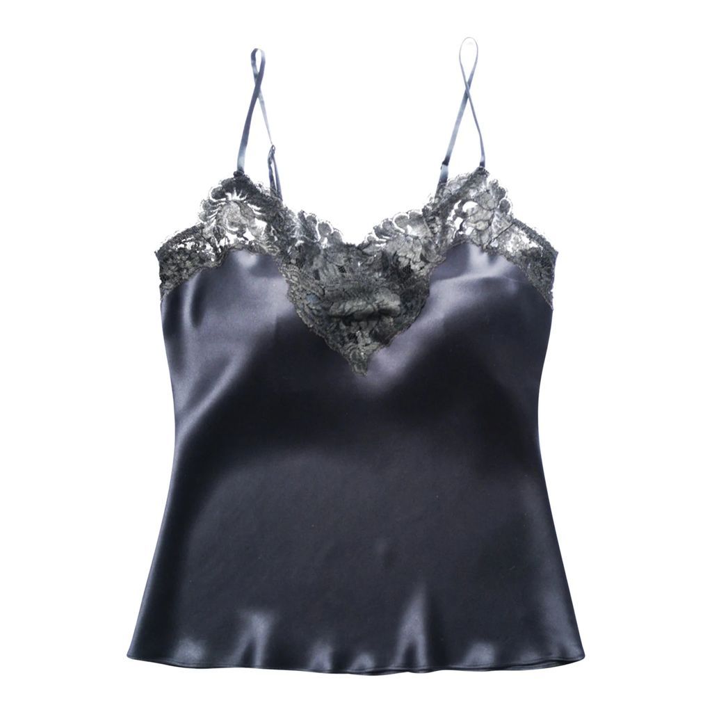 Natalie Begg - Silk Camisole With French Lace Neckline Black