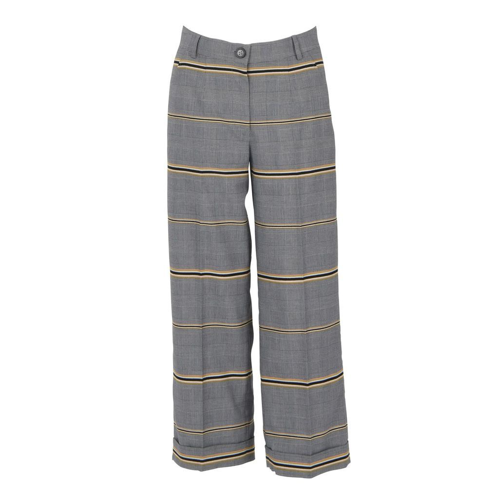 DANEH - Plaid Pants With Yellow Line Detail