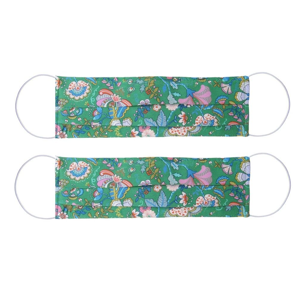 Rumour London - Pack Of 2 Silk Face Masks With Integrated Filter In Liberty Fabric In Green Print