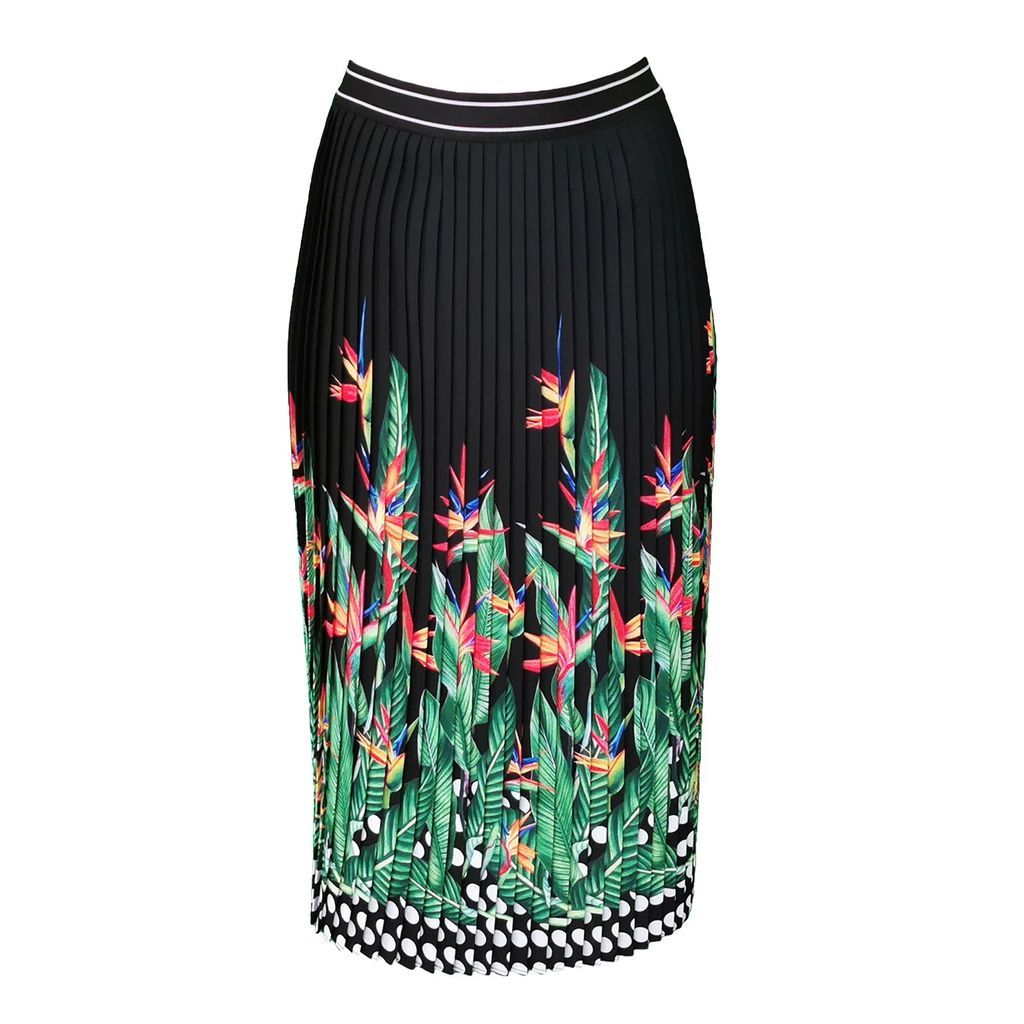 Lalipop Design - Palm Tree Print Pleated Midi Skirt