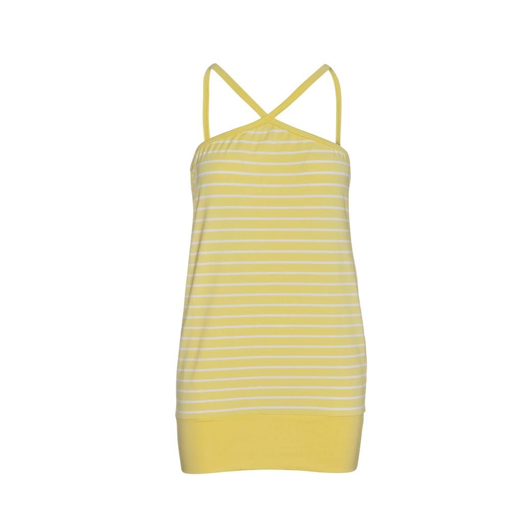 Conquista - Strappy Striped Mini Dress In Yellow