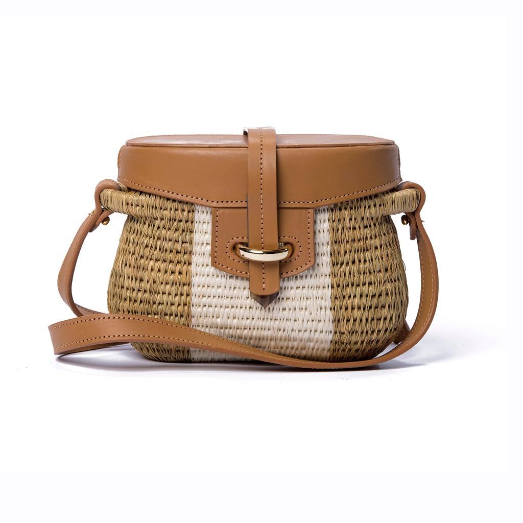 Khokho - Jabu Woven Grass & Leather Basket Bag In Tan & Natural