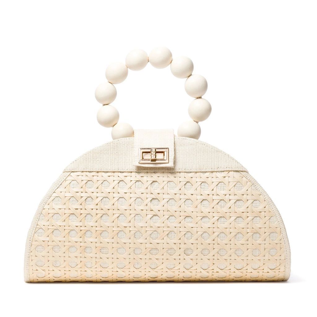 Soli & Sun - The Isabella White & Cream Rattan Woven Handbag