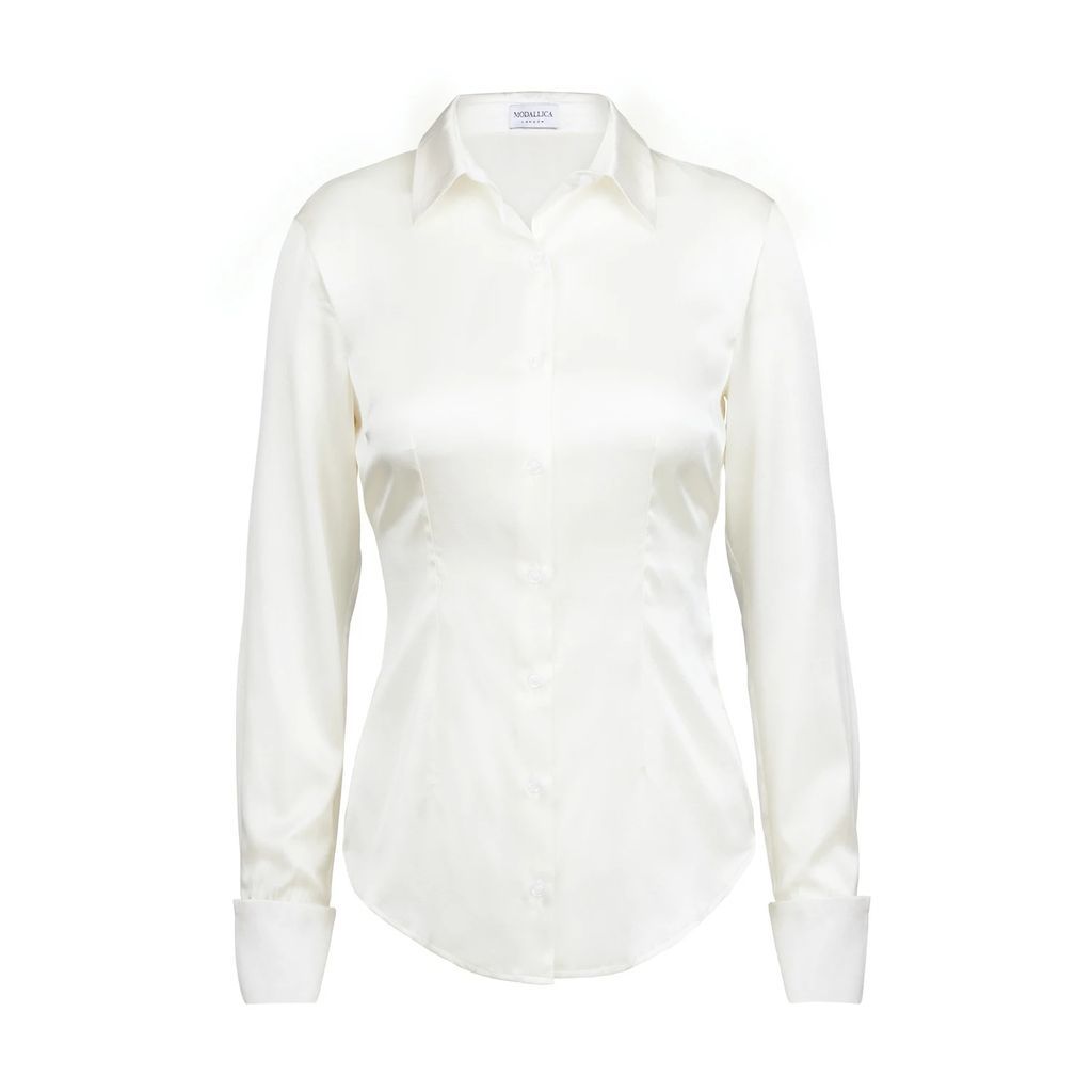 Modallica - Viva White 100% Organic Ahimsa Silk Fitted Shirt