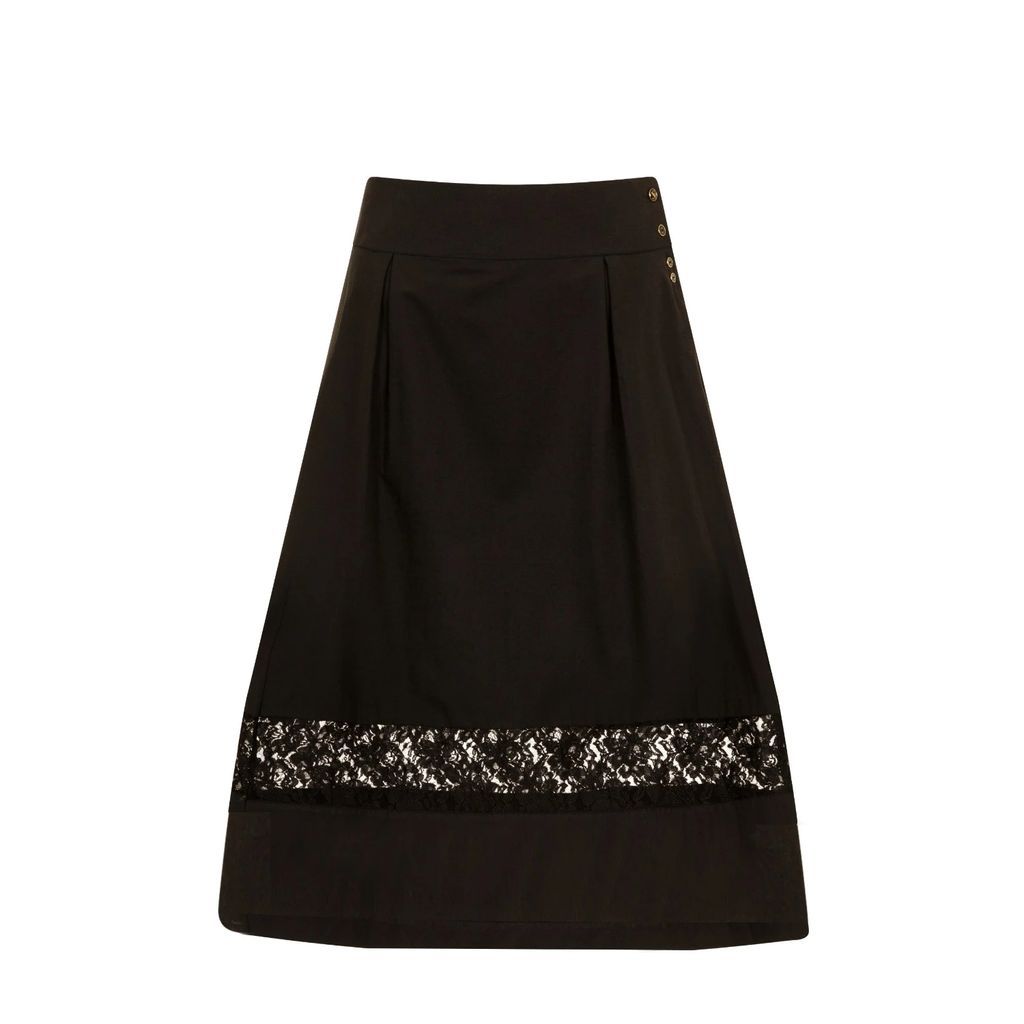Sophie Cameron Davies - Black Cotton A-Line Midi Skirt