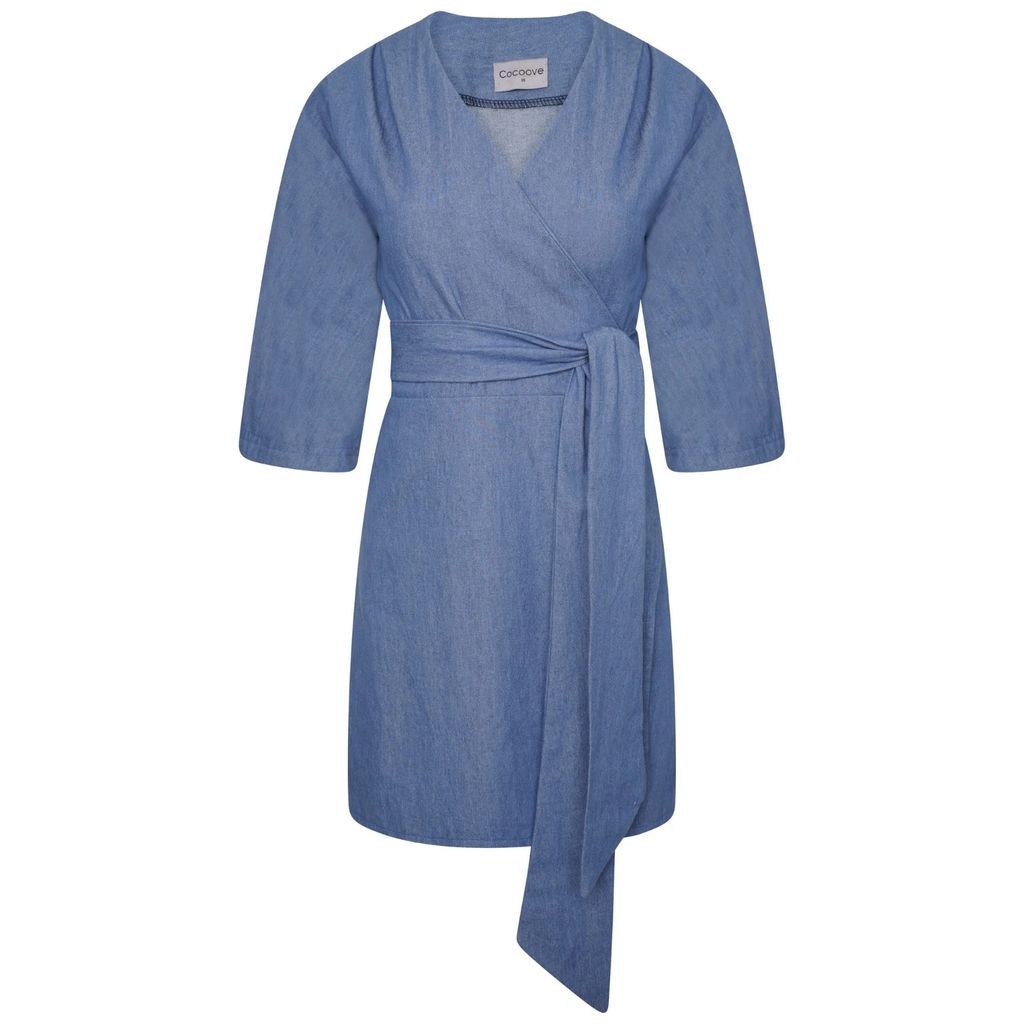 COCOOVE - Mary H Wrap Dress Kimono In Blue Denim