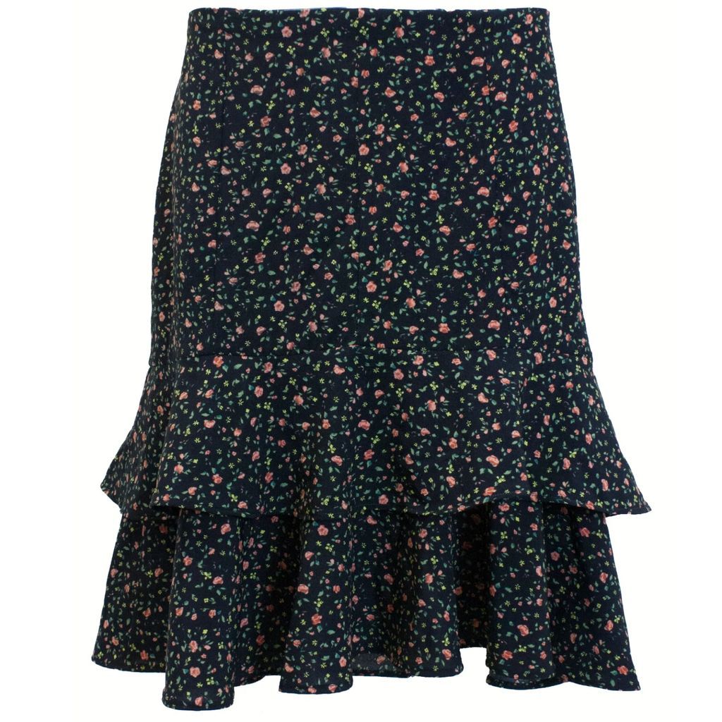 Cobbler's Lane - Spring Ruffle Skirt - Black Ditsy Floral