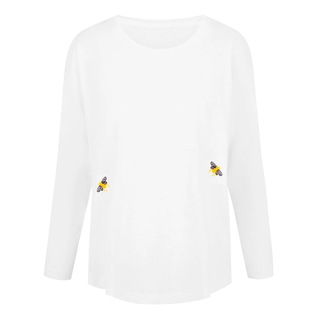 INGMARSON - Bee Embroidered Slub T-Shirt White Women