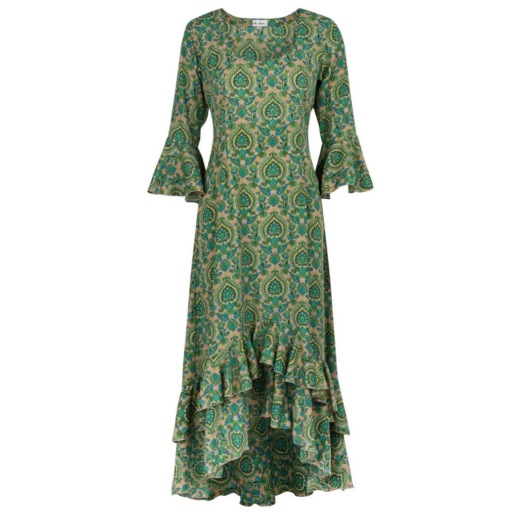 At Last. - Victoria Midi Dress In Green Paisley
