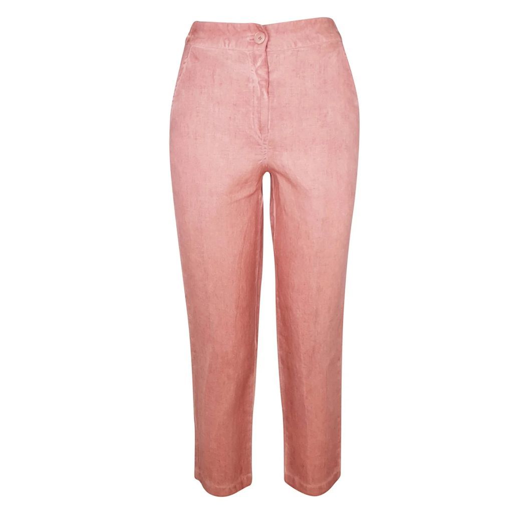 Haris Cotton - Ribbed Waist Linen Freddo Dye Tapered Pants-Pale Pink Freddo