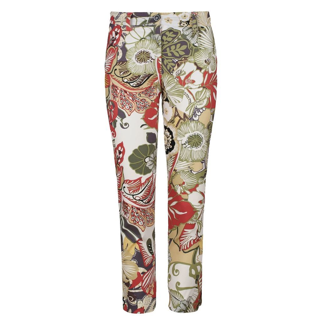 Conquista - Floral Cotton Pants In Earthy Shades
