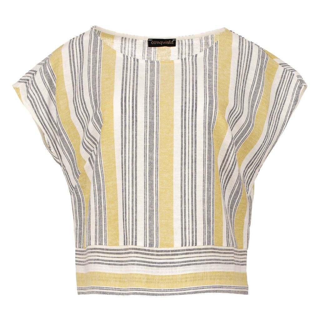 Conquista - Yellow Striped Linen Style Top