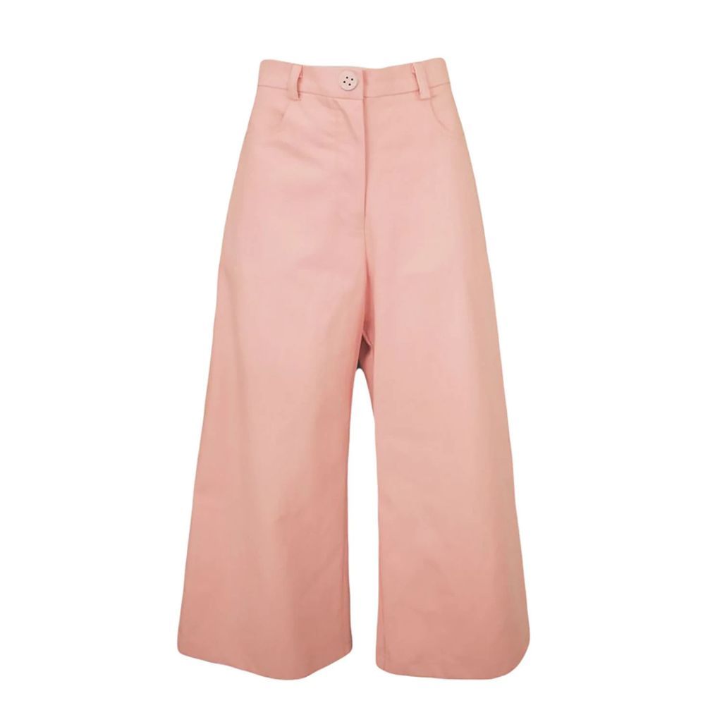 HEW - Wide Leg Crop Pants In Pink With Love Heart Pockets