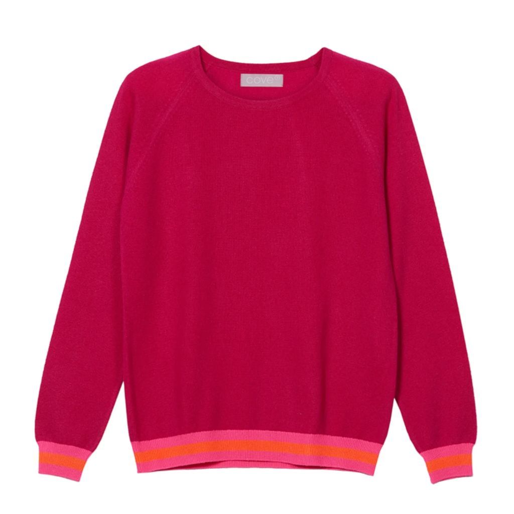 Cove - Philly Pink Cashmere Jumper With Neon Stripes