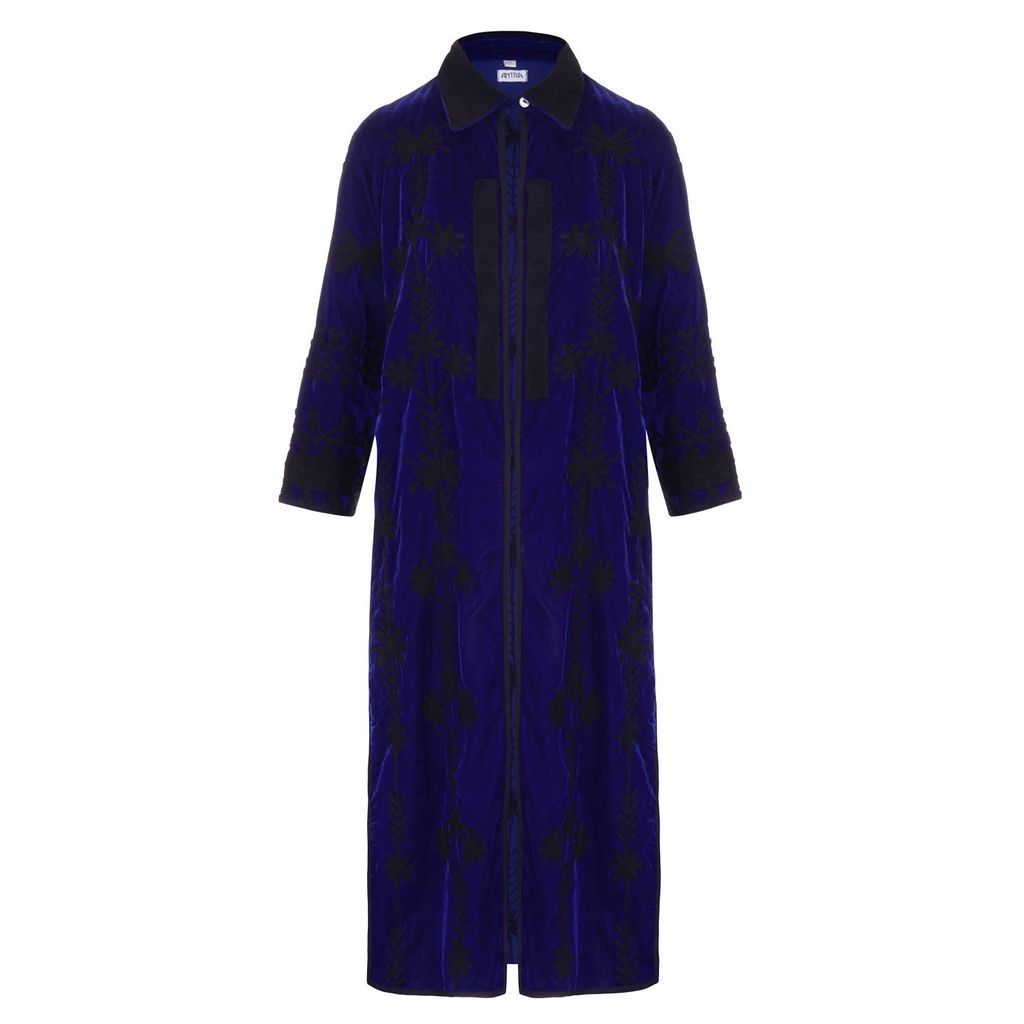Antra Designs - Suki Midnight Blue Velvet Coat Dress