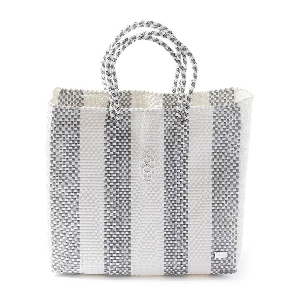Lolas Bag - Medium Silver Stripe Tote Bag