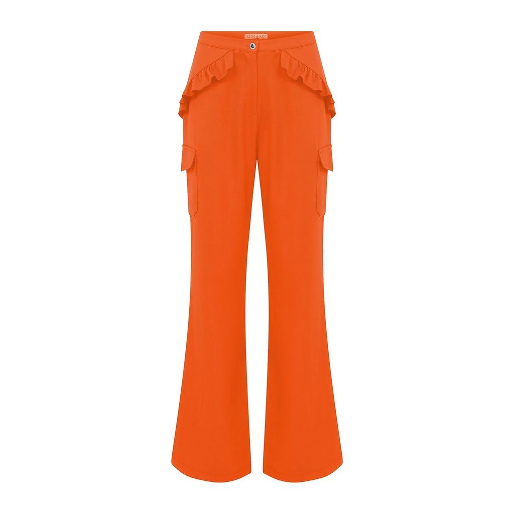 kith & kin - Orange Frilled Pants With Side Pockets