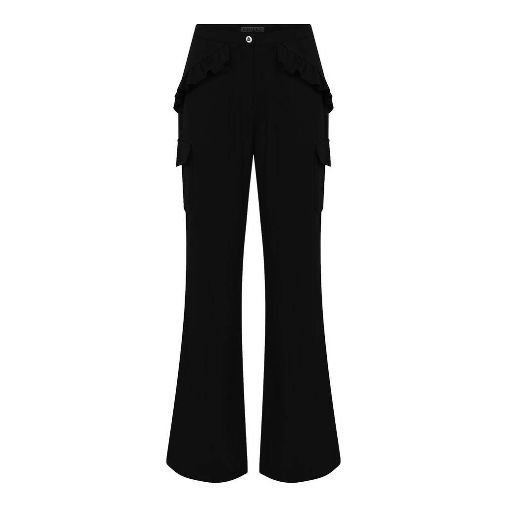 kith & kin - Black Pants With Side Frills & Big Side Pockets