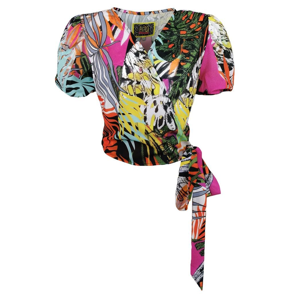 Lalipop Design - Double-Breasted Blouse With Abstract Floral-Print